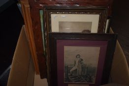 A selection of assorted prints including a print entitled A Moorland Road framed and glazed 49cm x