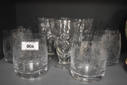 A set of six vintage cone shaped Art Deco Wave' glasses thought to be Thomas Webb sold together with