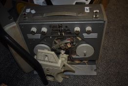 A vintage Philips reel to reel tape recorder.