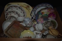 A rectangular Chinese carved varigated soapstone dish, and a Royal Doulton Christmas seriesware dish