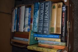 A selection of reading material, including Wine Buyers Guides, A History of Crusades, and others