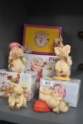 Five boxed Piggin collectable pig studies including 'Piggin' Special', 'Piggin' Luv'd Up', and '