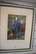 After Thomas Gainsborough (1727-1788, British), coloured print, 'The Blue Boy', signed 'Fitzgerald',