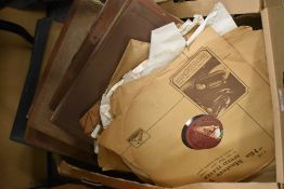 A carton of shellac records including albums of Verdi, Puccini and Leon Cavallo etc.