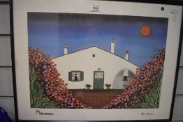 After Peri Rowan (b.1955, British), coloured print, 'Menorca', framed and under glass, measuring