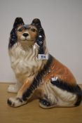 A mid-20th Century ceramic collie dog study, measuring 27cm high