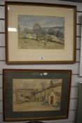 20th Century British School, two watercolours, Illustrations of a farmstead and a farm yard, both