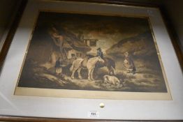 After George Morland (1762-1804), two prints, 'The Thatcher' and 'The Door of the Village Inn',