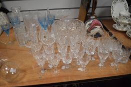 An early 20th Century cut glass bowl, measuring 21cm in diameter, together with an assorted