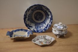A 19th Century Japanese blue and white bowl, of lobed form and decorated with traditional figures