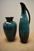 A Blue Mountain pottery vase, of ovoid form and covered in a blue-green glaze, measuring 33cm