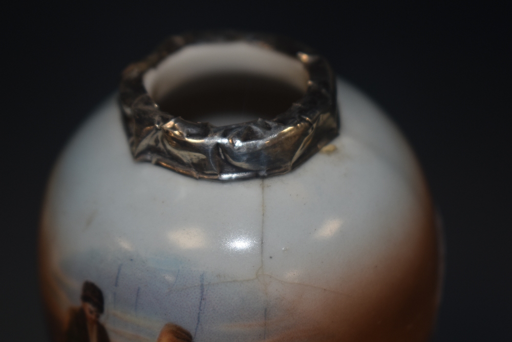 A selection of miniature silver mounted ceramics, to include vases and trinket dishes - Image 2 of 4