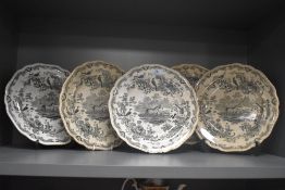 Five John Meigh & Son Staffordshire plates in the 'Zoological Sketches' design, each with a diameter