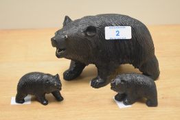 A family of three early 20th Century Black Forest style bear studies, the largest measures 14cm