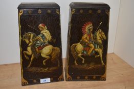 A pair of early 20th Century B. W. & M. Ltd. Mansfield biscuit tins, of tapering form and