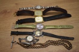 Six wrist watches of various forms including Swatch, Lorus, Loichot, Limit etc and a gold plated