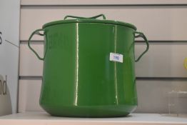 A rare vintage Dansk designs France IHQ enamelled cookware casserole pot in vibrant green,