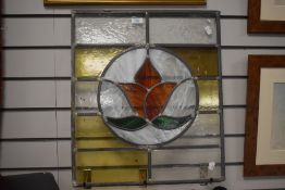 An attractive leaded stained glass panel, measuring 45cm x 55cm