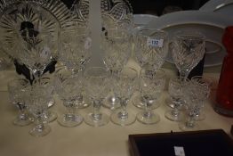 A selection of 20th Century lead crystal and cut glass drinking glasses, to include wine glasses