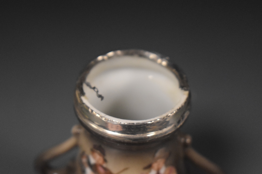 A selection of miniature silver mounted ceramics, to include vases and trinket dishes - Image 3 of 4