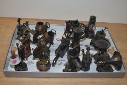 An assorted selection of novelty cast metal pencil sharpeners by Play Me of Spain, designs include a
