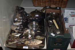 An assorted selection of silver plated ware, to include a four piece coffee and tea service,