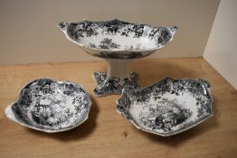 A 19th Century Ironstone black transfer printed table centre or fruit bowl decorated in an 'Indian
