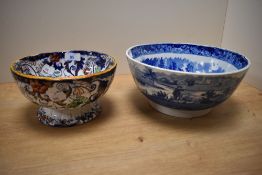 A Victorian Amherst Japan ironstone rum butter bowl, measuring 11cm high, together with a 19th