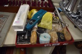 An assortment of jewellery making and gemmology items, including loupes, ring sizers, ring size