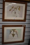 Tom Dearden (1942-2020, British), mixed media, Two erotic illustrations featuring nude women, signed