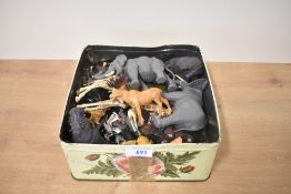 A box of Britains plastic Zoo Animals including Crocodile, Elephants, Moose, Hippo etc