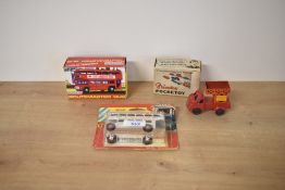A Brimtoy Pocket Toy 9/541 tin plate and friction driven Mechanical Overhead Repair Lorry in