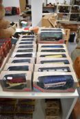 Nineteen EFE 1:76 scale die-cast buses, all boxed