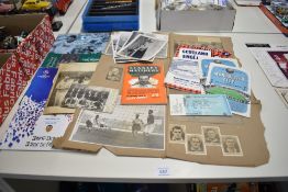 A collection of Sporting Memorabilia including several black and white press photographs showing