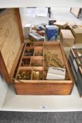 A collection of 1930's Meccano including M205 Clockwork Motor No 1A, parts and accessories with