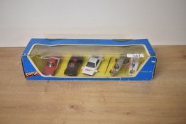 A Corgi Juniors 3116 Five Car Gift Set, Starsky & Hutch Torino, James Bond Aston Martin & Lotus
