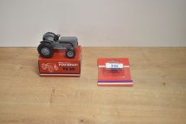 Two Conrad 1:50 scale Die-casts, Massey Ferguson TE20 Tractor and Plough, scarce Powerpart issues in