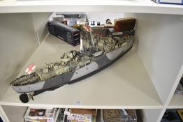 A plastic scale model kit built K166 British Battleship, length 85cm