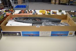 A Mini Hobby Models 1:350 scale plastic kit, British Battleship King George V, appears unmade and in
