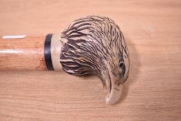 A walking stick with a cast resin head of an Eagle 142cm long