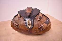 A Victorian ladies handbag made from an Armadillo
