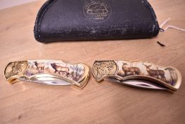 Two collectable knives by Franklin mint depicting deer