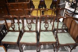 An impressive set of eight late 19th or early 20th Century mahogany dining chairs, labelled for Bell