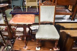 A Victorian mahogany occasional table and an upholstered dining chair