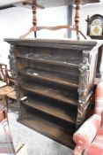 An interesting 19th Century dark oak bookcase, with figural columns, possibly Masonry/Freemasonry