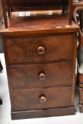 A Victorian mahogany three drawer chest of small proportions, width approx. 53cm
