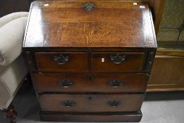 An 18th Century oak bureau , width approx. 88cm