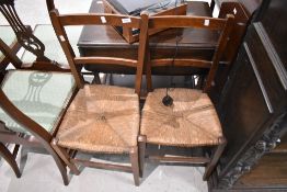 Two Victorian rush seated bedroom chairs