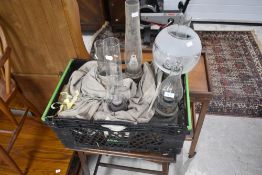 A selection of antique oil lamps