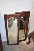 A pair of Victorian wall mirrors of narrow proportions (converted from dressing table side